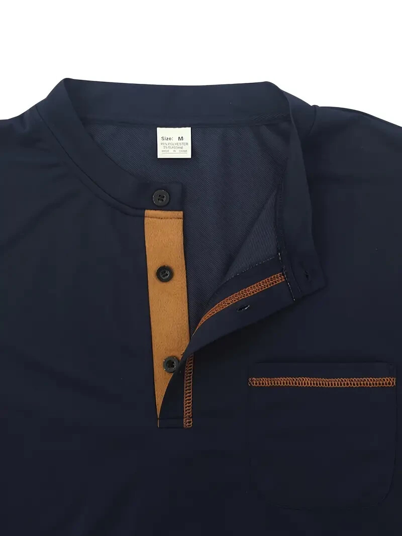 New Men’s Navy-Blue Long Sleeve Crew Neck Sports Shirt Soft Slight Stretch XL