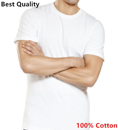 Men’s Crew-neck T-Shirt, White /Black 6 Pack “100% Cotton & Tagless”