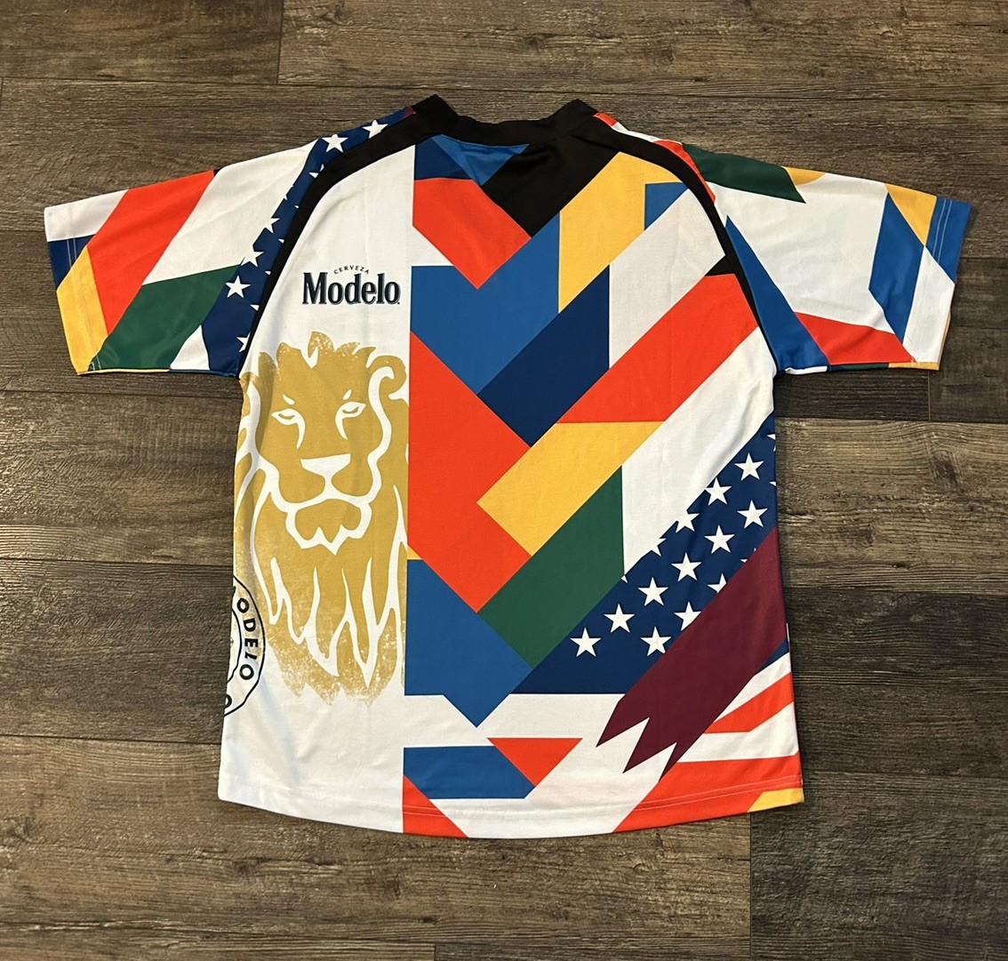 Y2K Modelo Cerveza Beer Racing Jersey Men’s XL Flags All Over Print Graphic