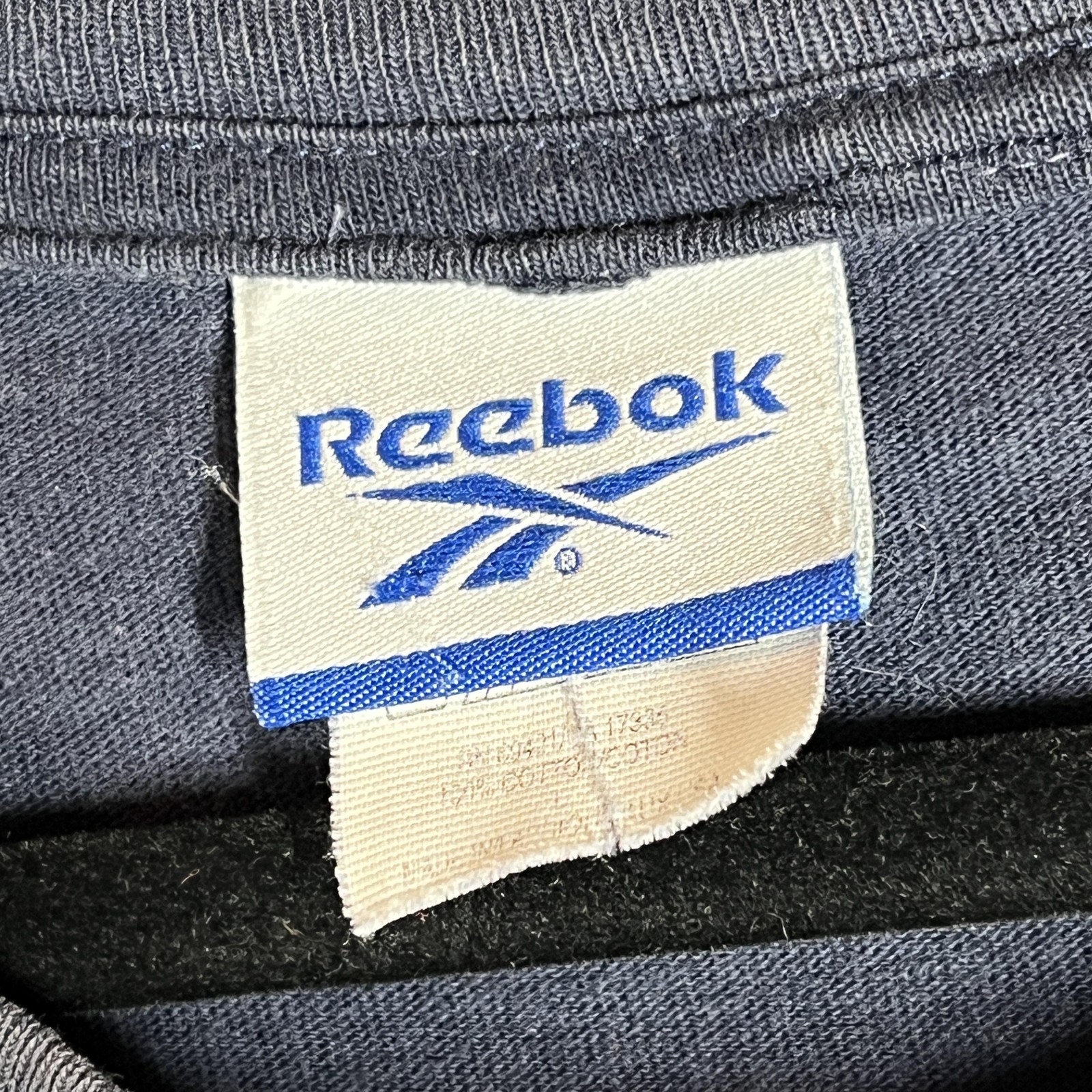 Reebok Shirt Mens L Blue Diagonal Graphic Logo Big Side Print Sport Tee