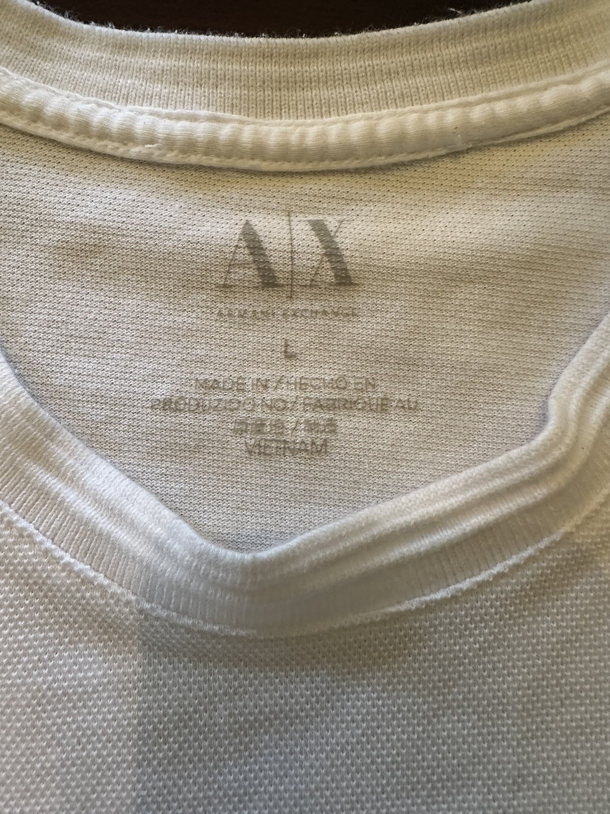 Armani Exchange T-Shirt Mens Large White Crew Neck Cotton/Rayon Tee