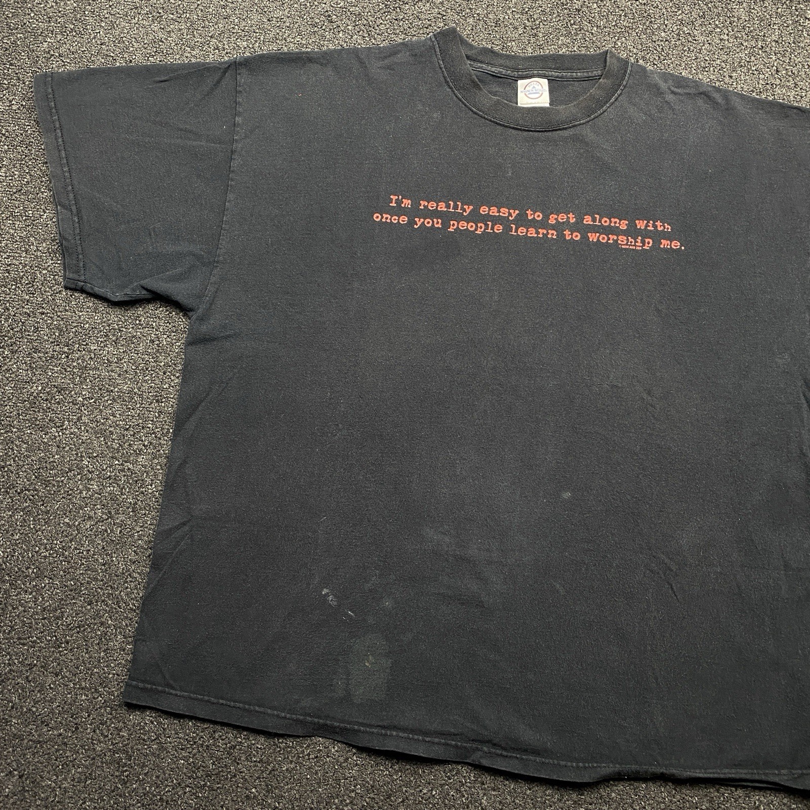 Vintage Y2K Now And Zen T Shirt Size 2XL Black Grunge Worship Text Funny