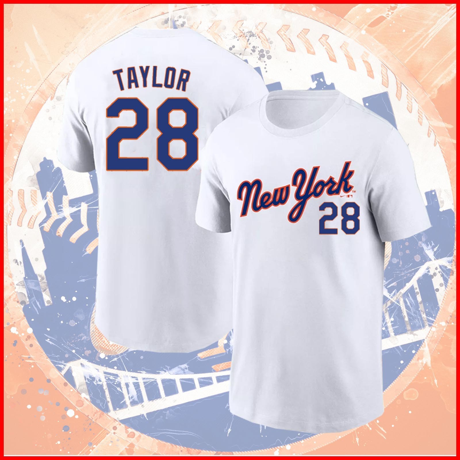 🔥 2026 Tyrone Taylor #28 New York Baseball Team Name & Number Fanmade FASTSHIP