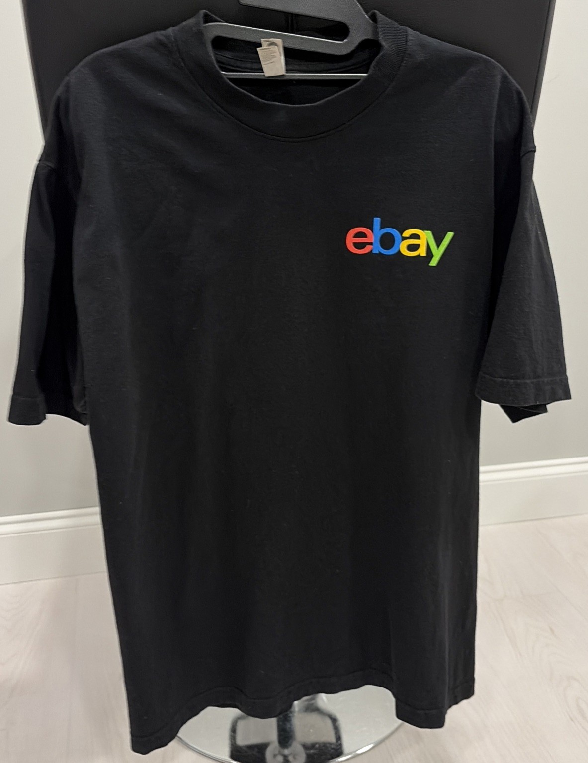 Men’s eBay Open Swag Black T-Shirt Size Medium M Logo Shrink Free Vicente