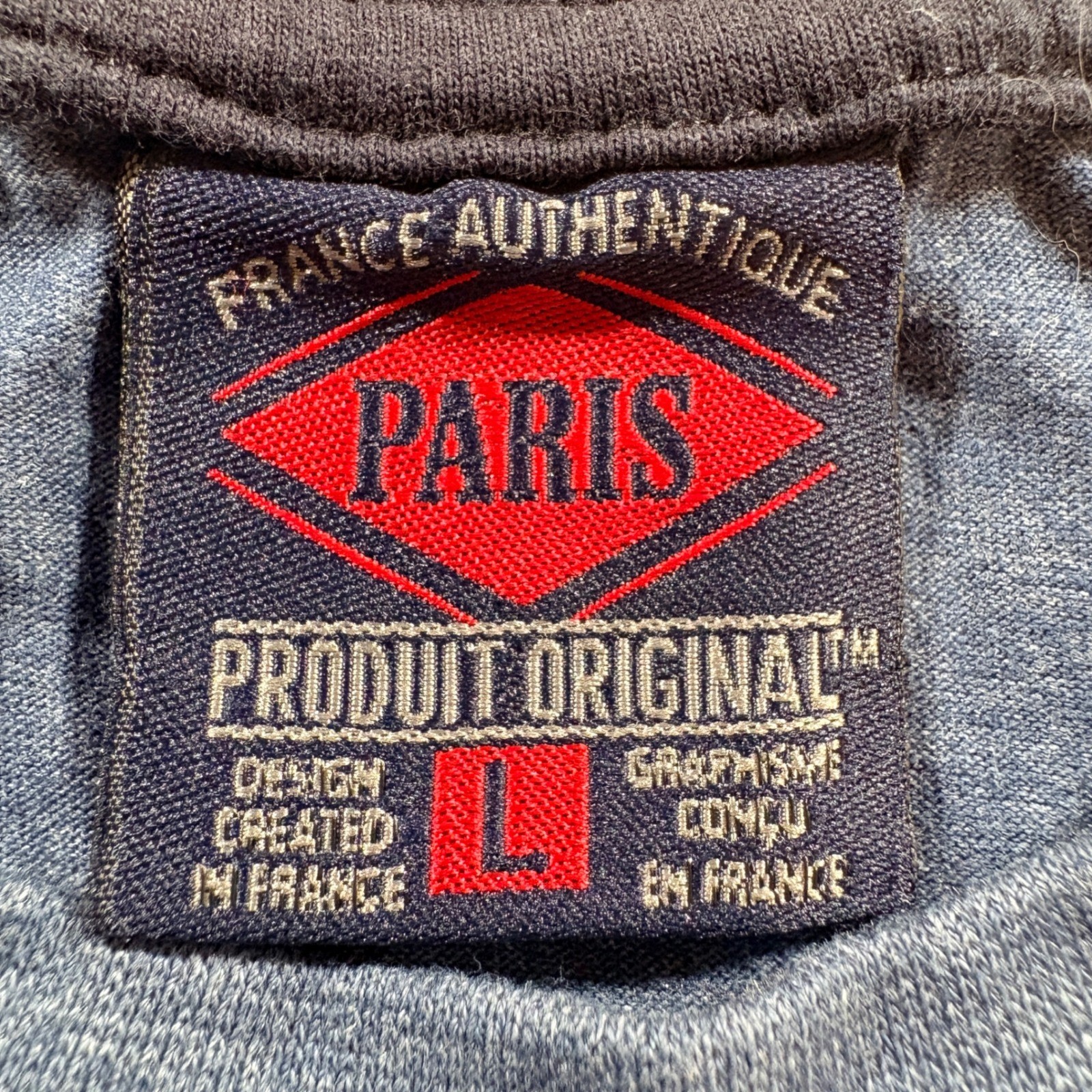 Paris France Universite Graphic T-Shirt Mens Large Navy Blue Cotton Blend Tee