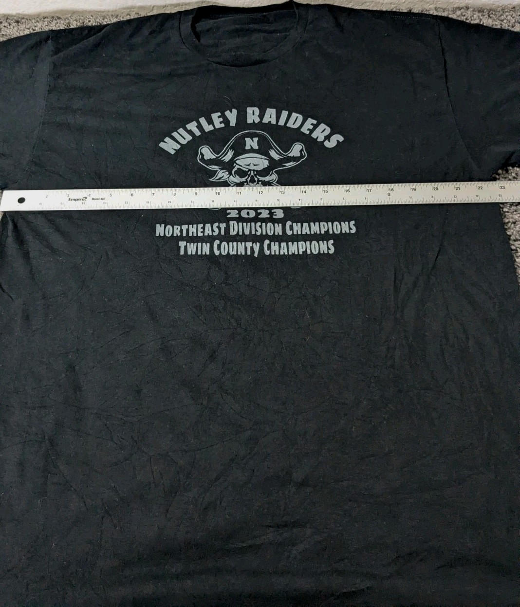 Nutley High School home of the Raiders T Shirt Men’s XL Black Short Sleeve 2023