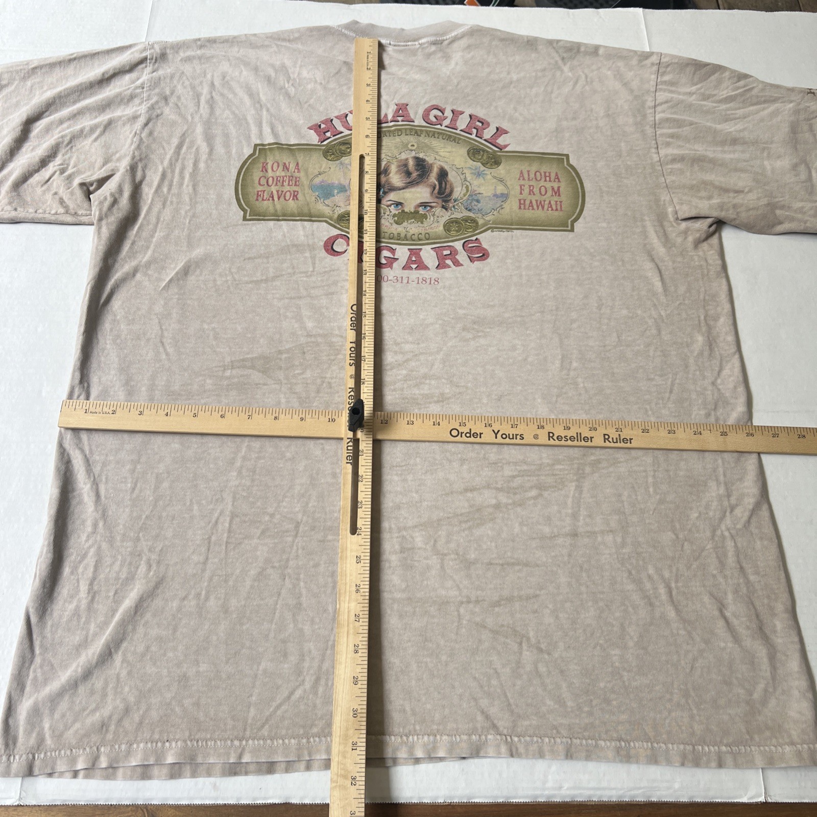 Hula Girl Tabacco Cigars Shirt Kona Coffee Dyed Single Stitch 2XL Distressed Vtg