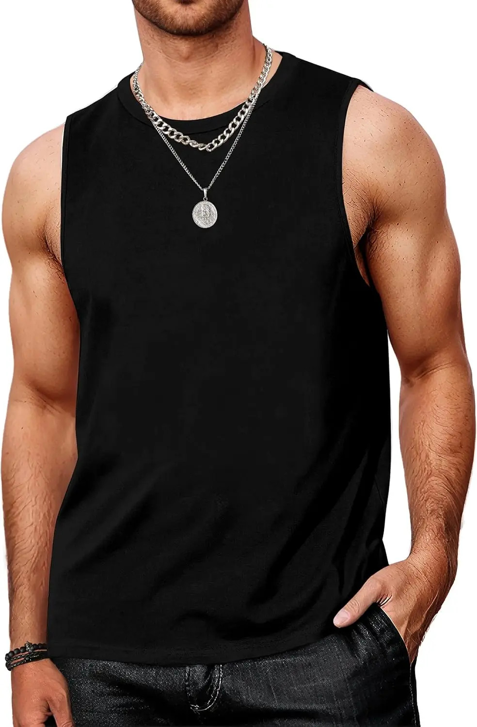 Men’s Tank Tops Sleeveless Quick Dry Polyester Solid Color Summer Beach Sports