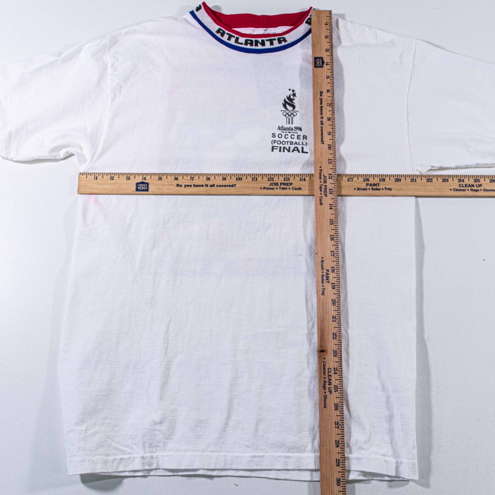 Vintage 1996 Olympics Soccer Shirt Large Final Kick To Athens Georgia Tee 90s
