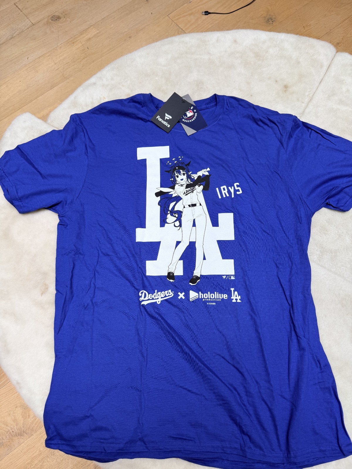 2025 Official LA Dodgers X Hololive Night IRyS T-shirt Size XL!