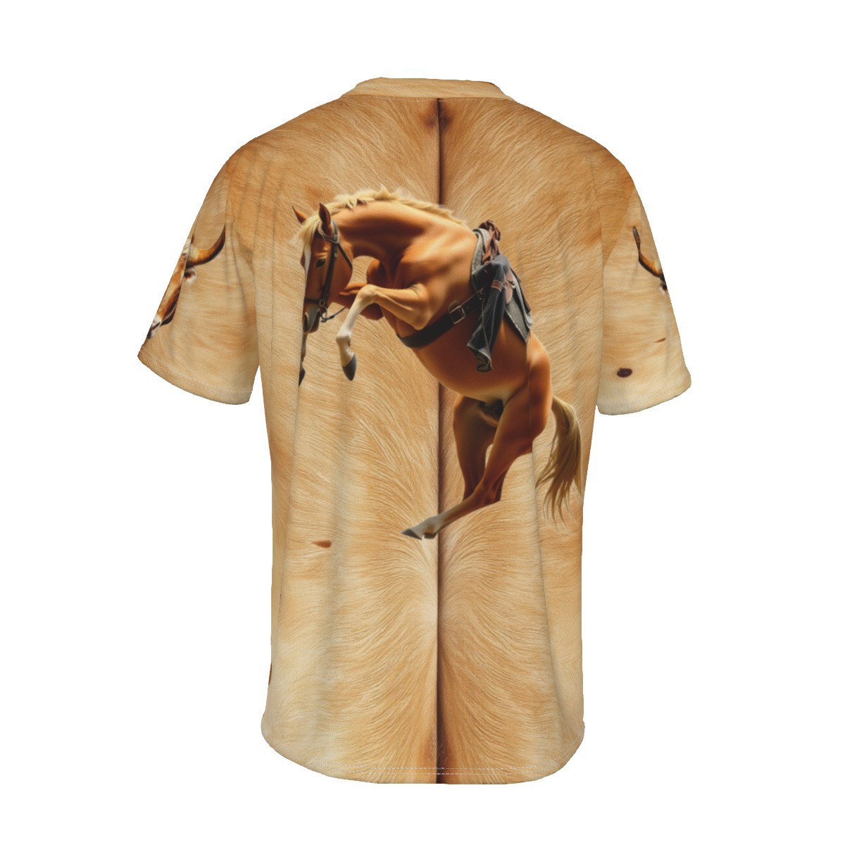 Western Bucking Bronco Horse , Men’s Cowboy T-shirt, Front & Back Image Print.