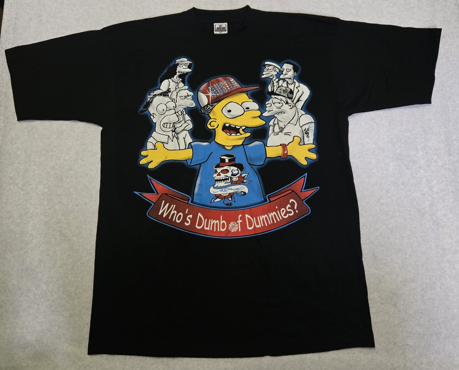 Y2K John Son Men’s T-Shirt 2XL Black Simpsons “Who’s Dumb of Dummies?”