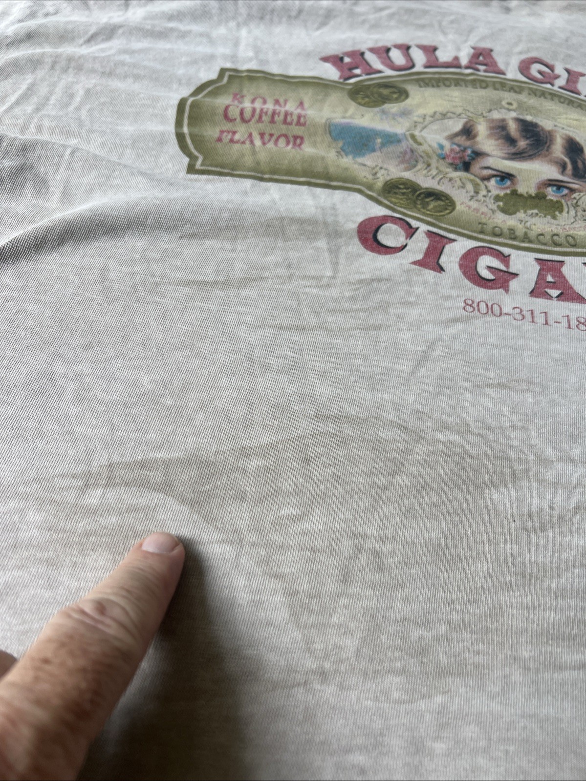 Hula Girl Tabacco Cigars Shirt Kona Coffee Dyed Single Stitch 2XL Distressed Vtg