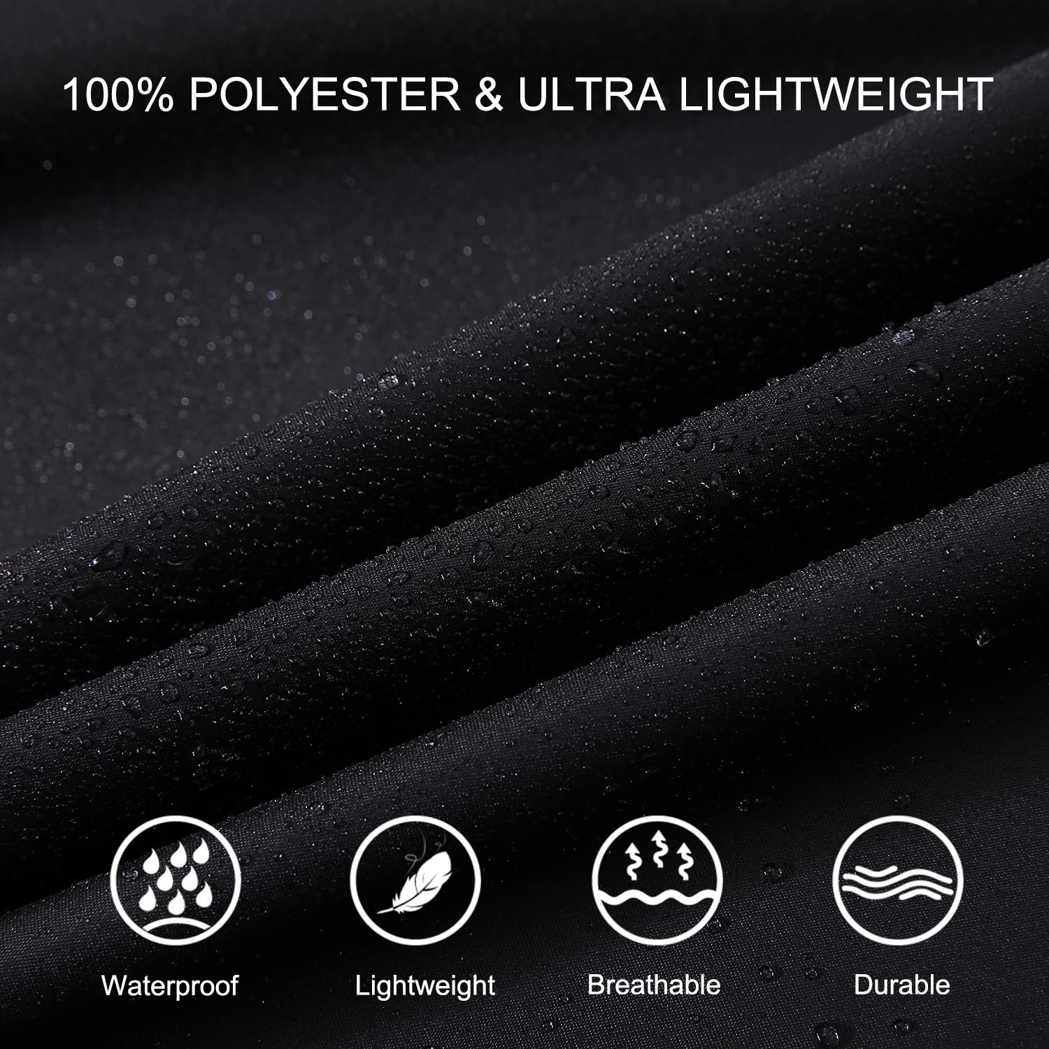 Mens Waterproof Hooded Raincoat Lightweight Packable Windproof Rain Jacket
