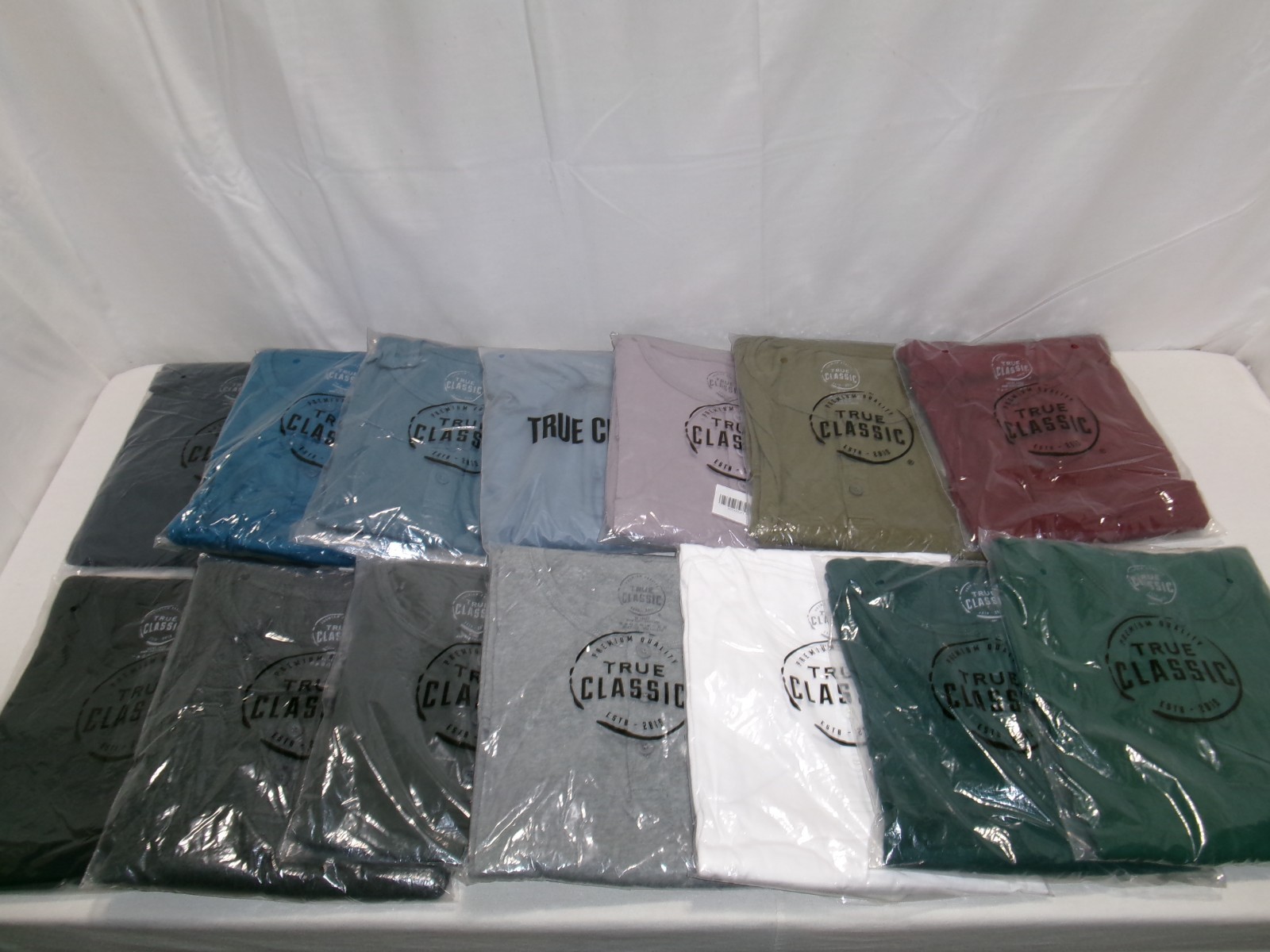 True Classic Henley Long Sleeve Tees Assorted Sizes & Colors