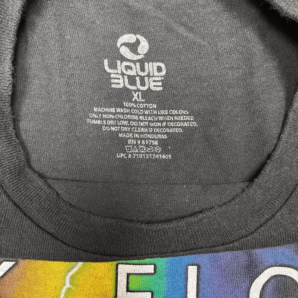 Liquid Blue Mens Pink Floyd Rainbow Pyramid Moon Graphic T-shirt Black XL