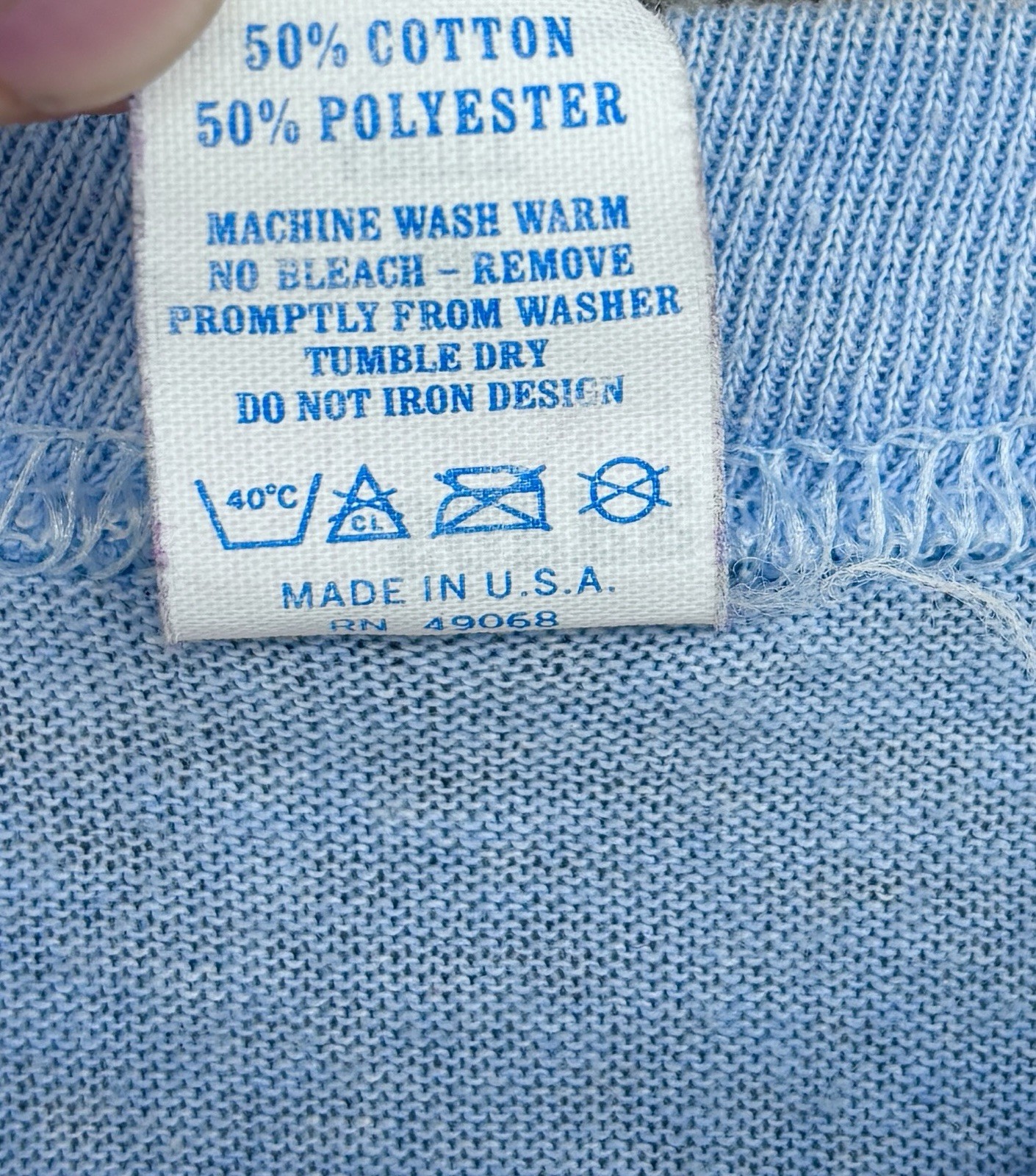 VTG 70s 80s Anti War T-shirt Mens M Fits Small Blue Single Stitch Protest 19×24