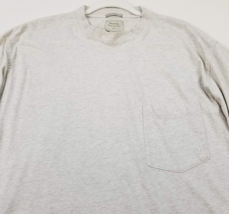 Haggar Ultimate T Shirt Men’s Large L Heather Gray Short Sleeves Pocket Stretch
