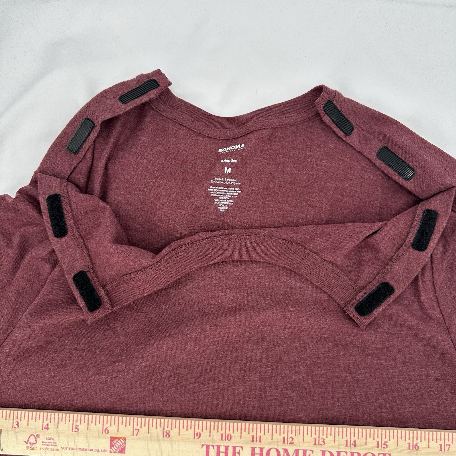 Sonoma Men’s Sz M Adaptive Collar T-Shirt Maroon Long Sleeve Tee NWT