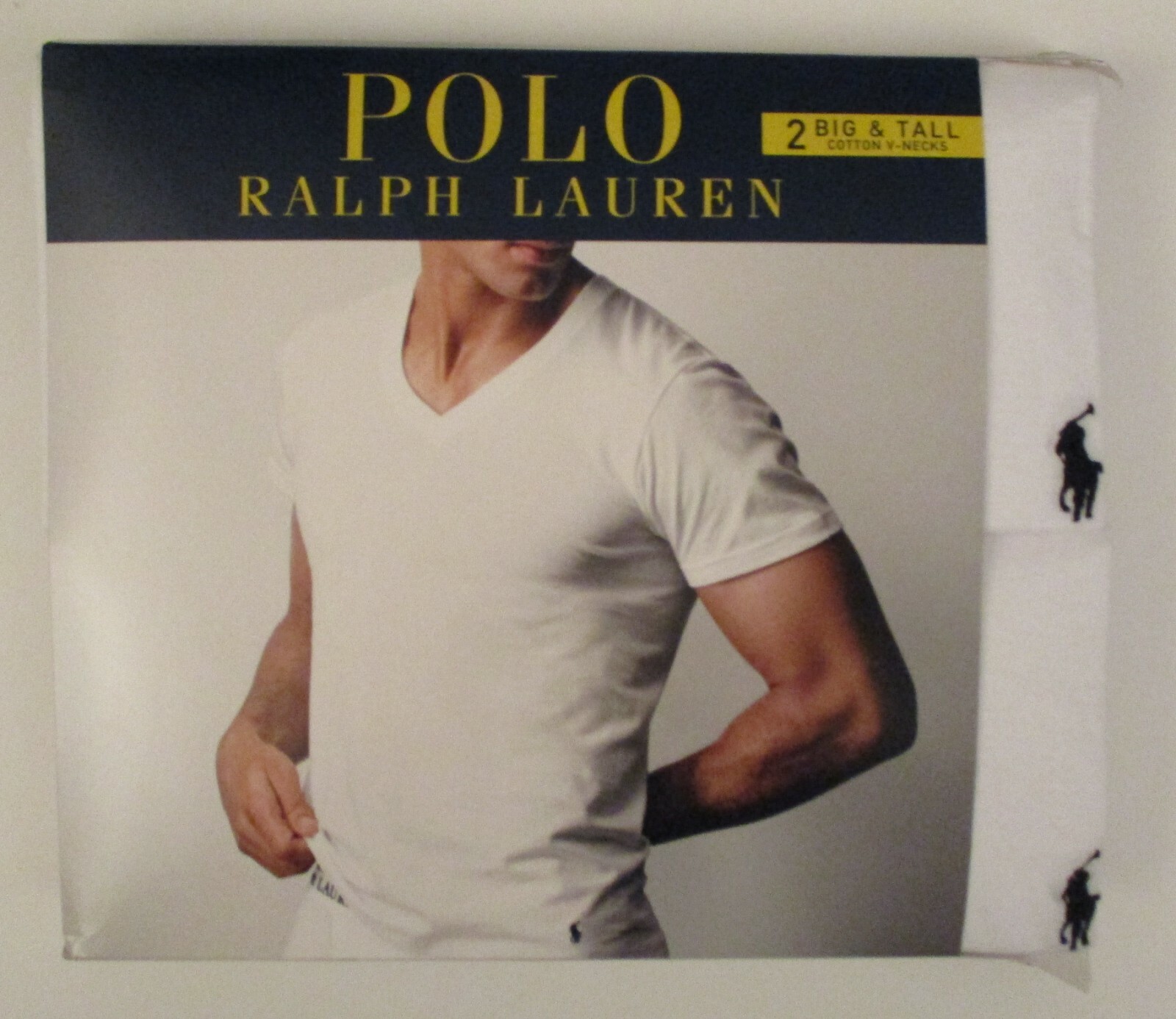 2 POLO RALPH LAUREN 2XL 3XL 4XL COTTON WHITE BLACK V NECK T-SHIRTS UNDERSHIRTS