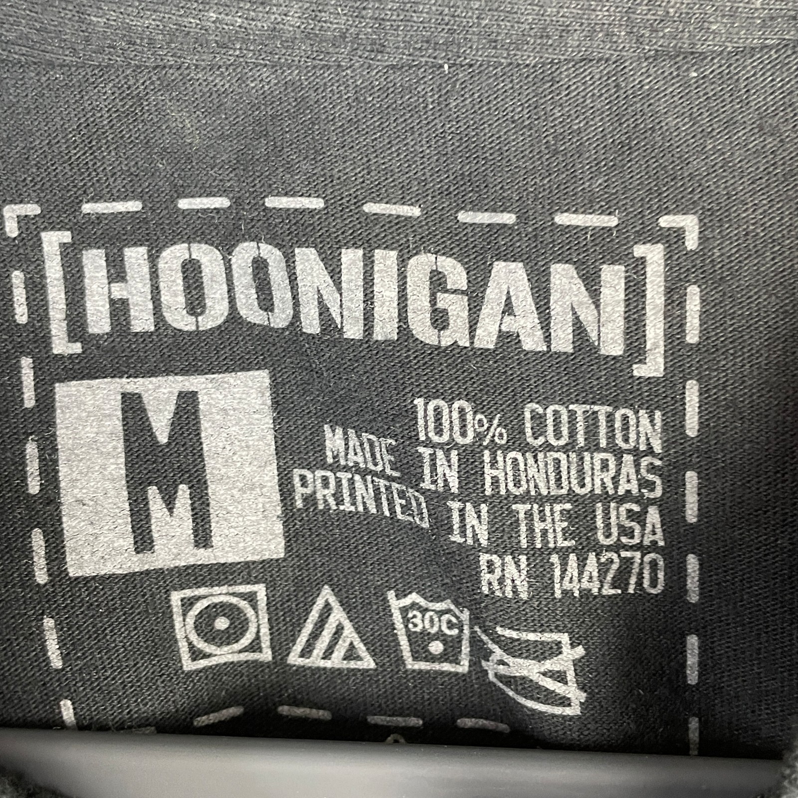 Hoonigan Motorsports T-Shirt Mens Medium Black Spellout Long Sleeves Cotton Cars