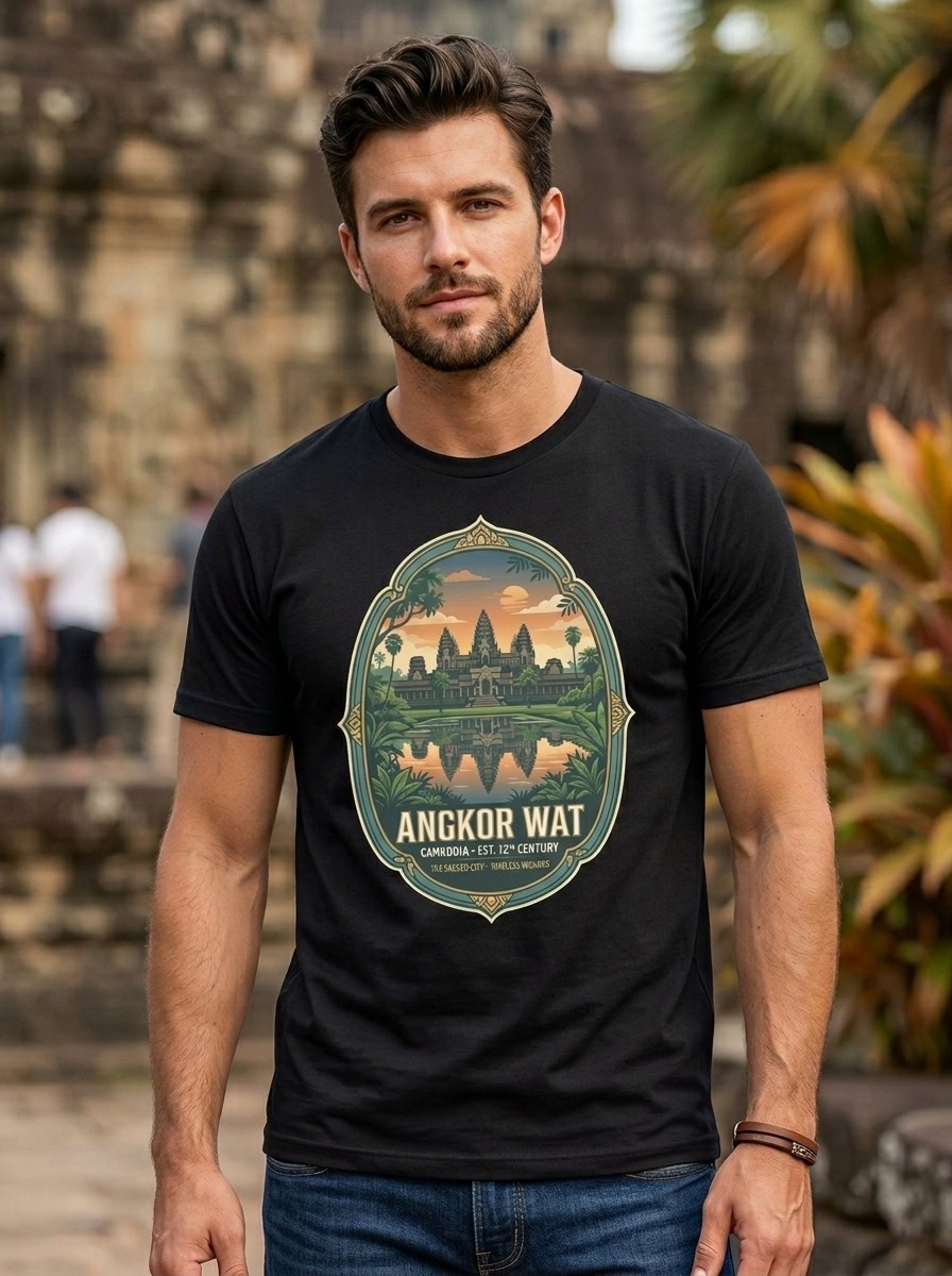 Angkor Wat Cambodia Temple Graphic T-Shirt Travel Unisex Tee