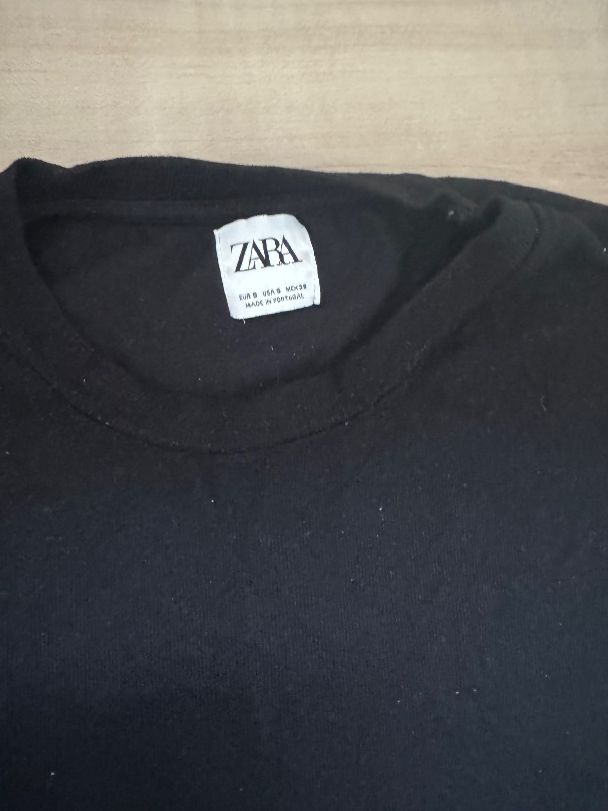 Zara T Shirt Mens S Black Short Sleeve Classic Collar knit