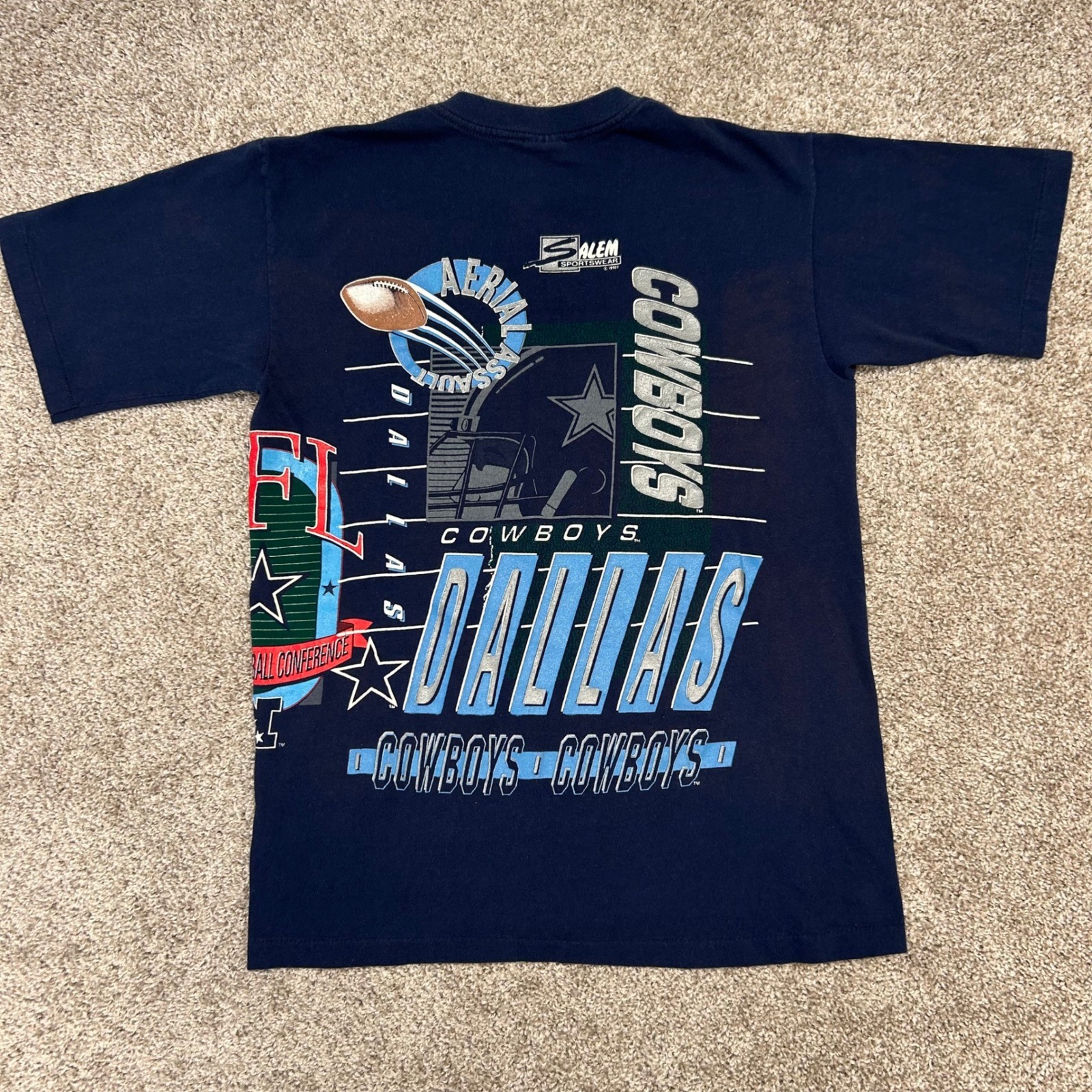 Vintage Dallas Cowboys All Over Print Tshirt Salem Sportswear Men Large USA 1992