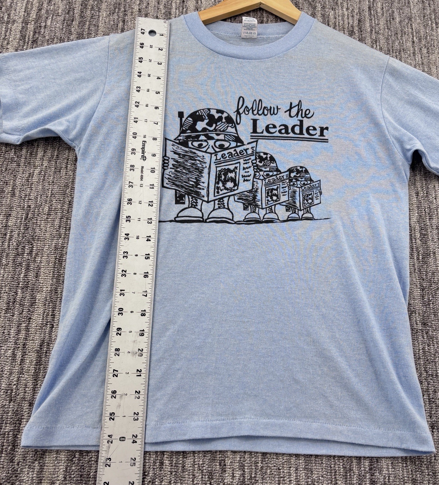 VTG 70s 80s Anti War T-shirt Mens M Fits Small Blue Single Stitch Protest 19×24