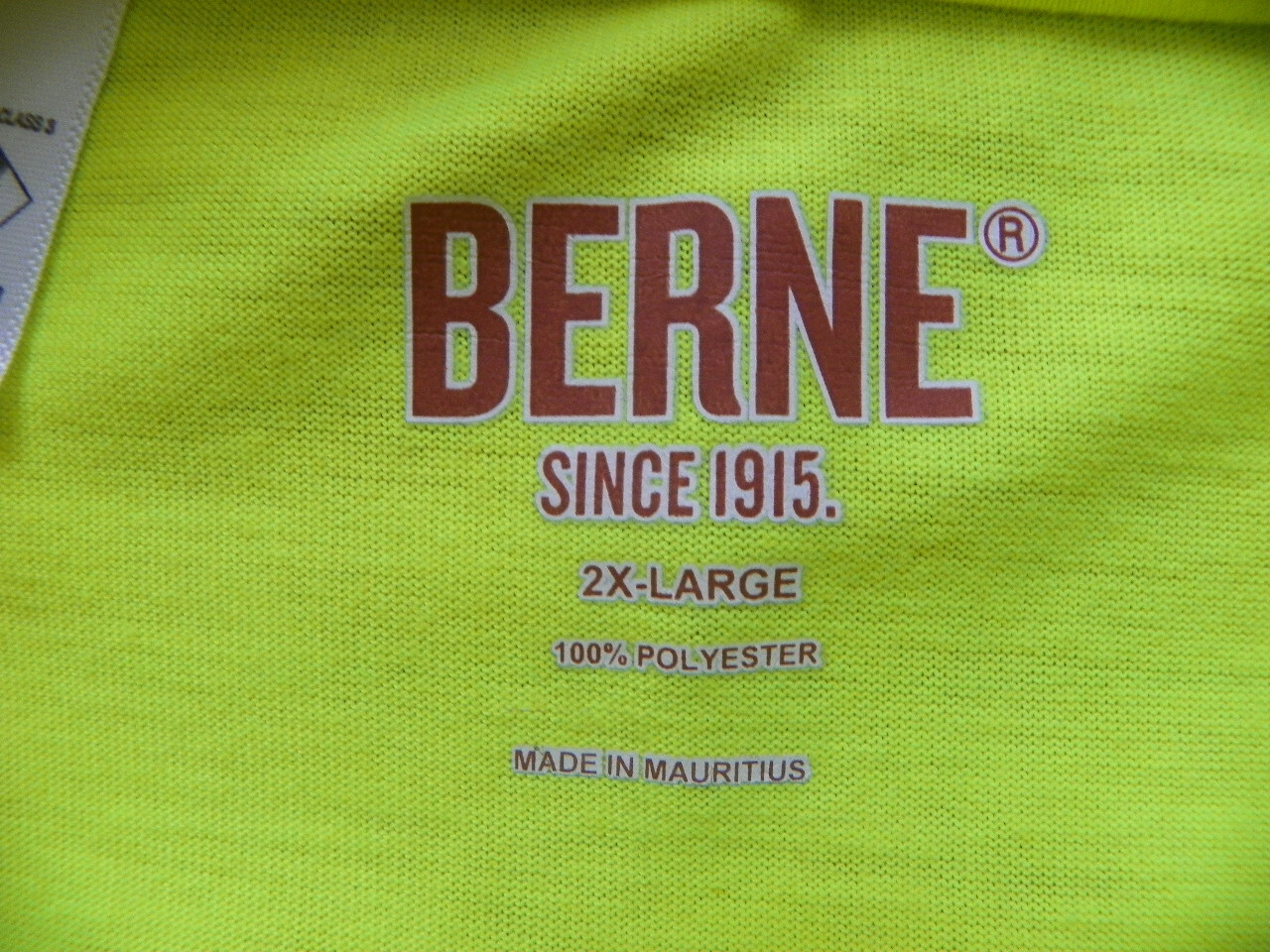 NWOT BERNE Safety Shirt Class 3 Level 2 Neon Yellow Reflective Stripe 2X