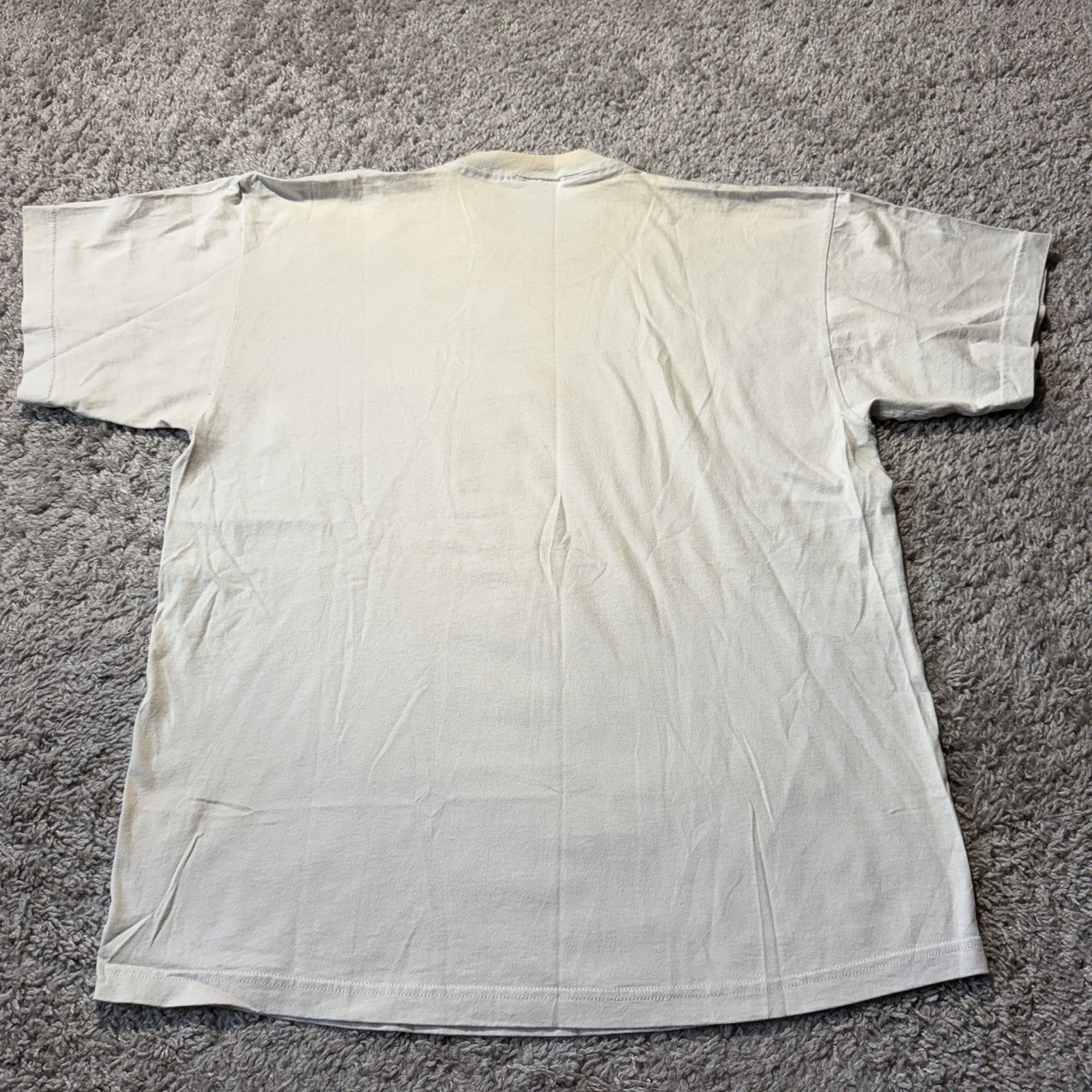 90s Vintage Nike Golf Swoosh Tee Large White Cream Tiger Woods Made USA Cotton