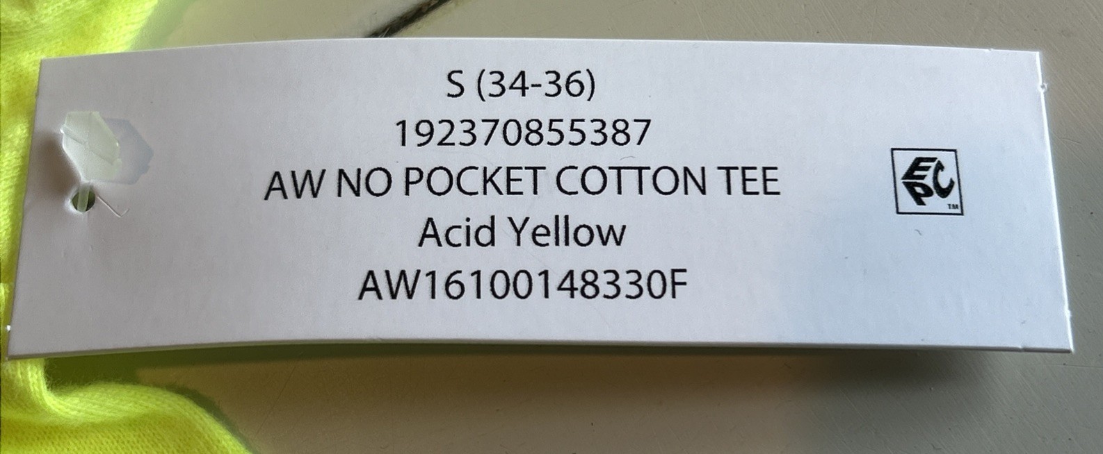 Athletic Works Loose Fit No Pocket Cotton Tee Men Sz S (34-36) NWT Acid Yellow