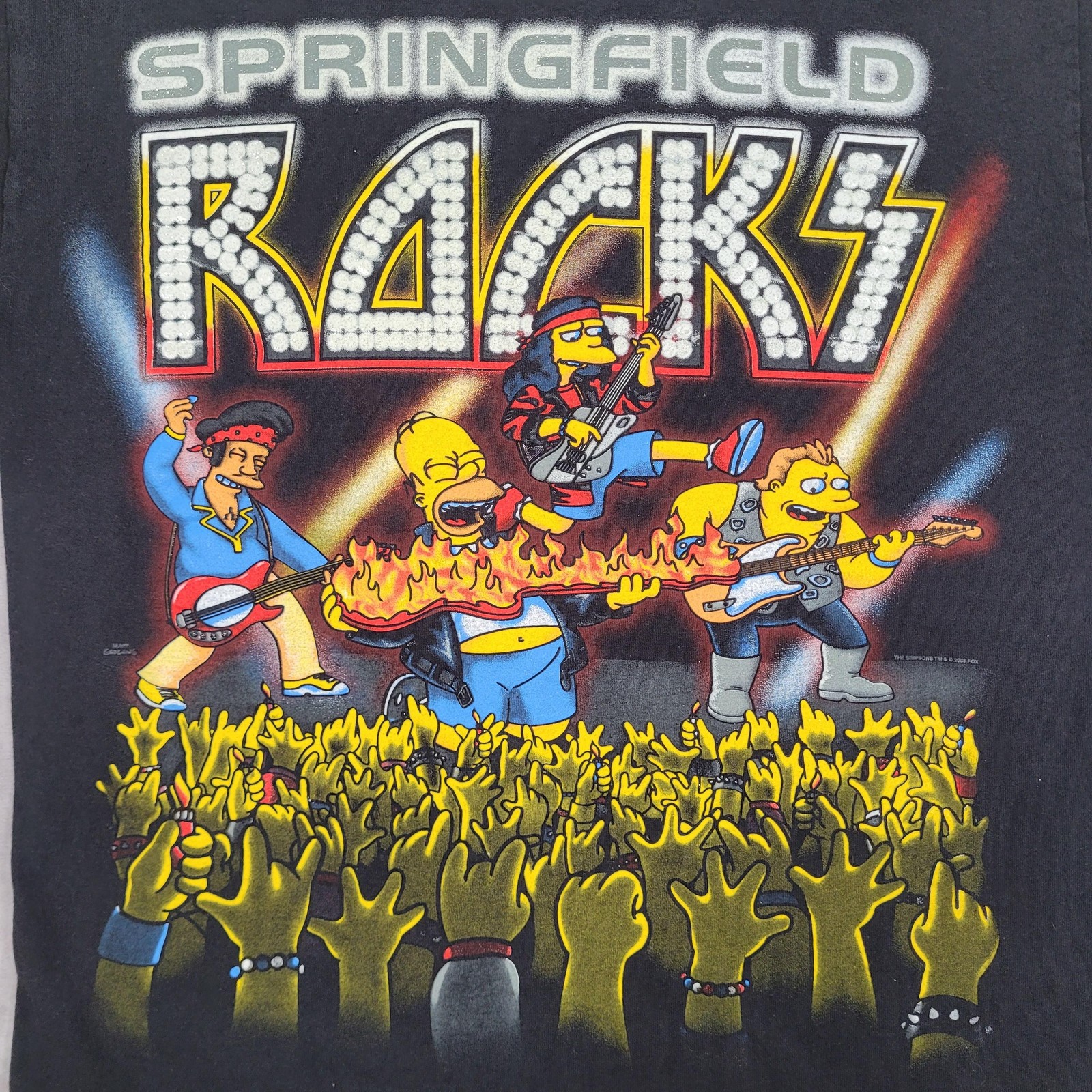 Vintage Simpsons Shirt Mens Medium Black Delta Pro Weight Springfield Rocks 00s