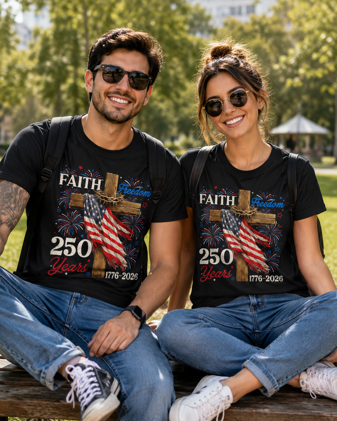 250 Years Faith and Freedom 4th of July Shirts Christian Men T Shirt