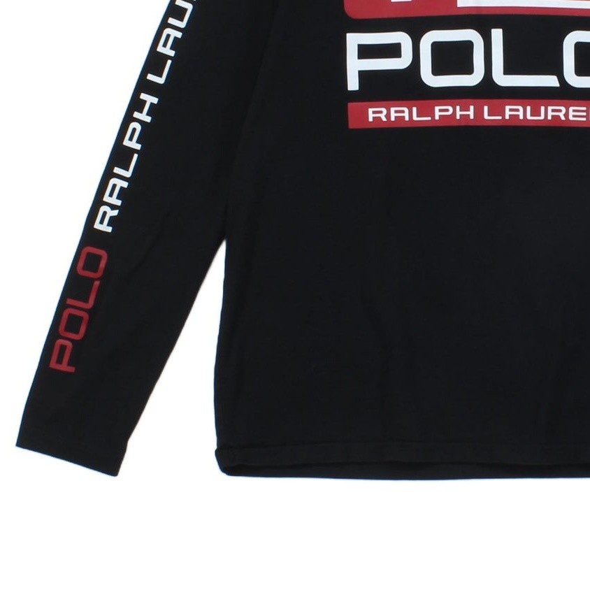 Ralph Lauren T-Shirt Mens Size L Black Graphic Flag Custom Slim Fit