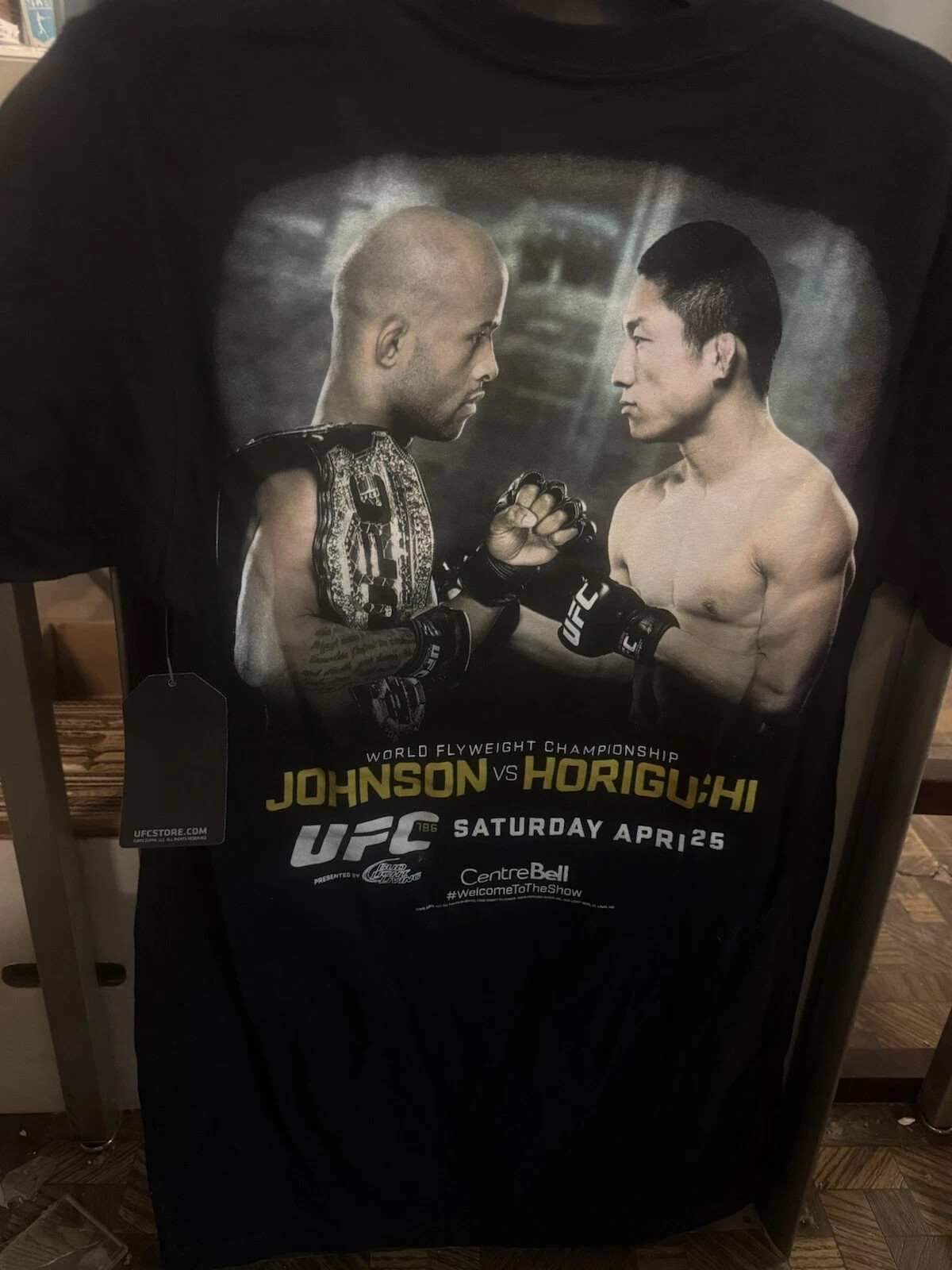 UFC Mens Authentic Brand New T-Shirt – UFC 186 Johnson vs Horiguchi – PPV Event