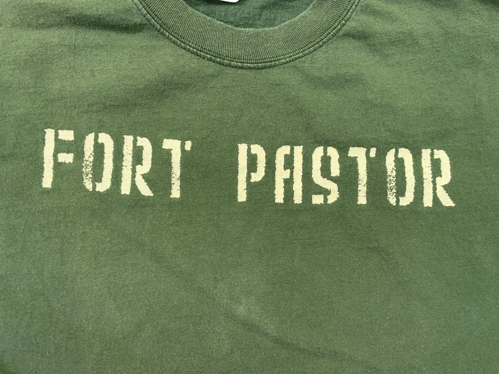 Fort Pastor Shirt Men’s Large OD Green Social Justice Army Military Short Sleeve