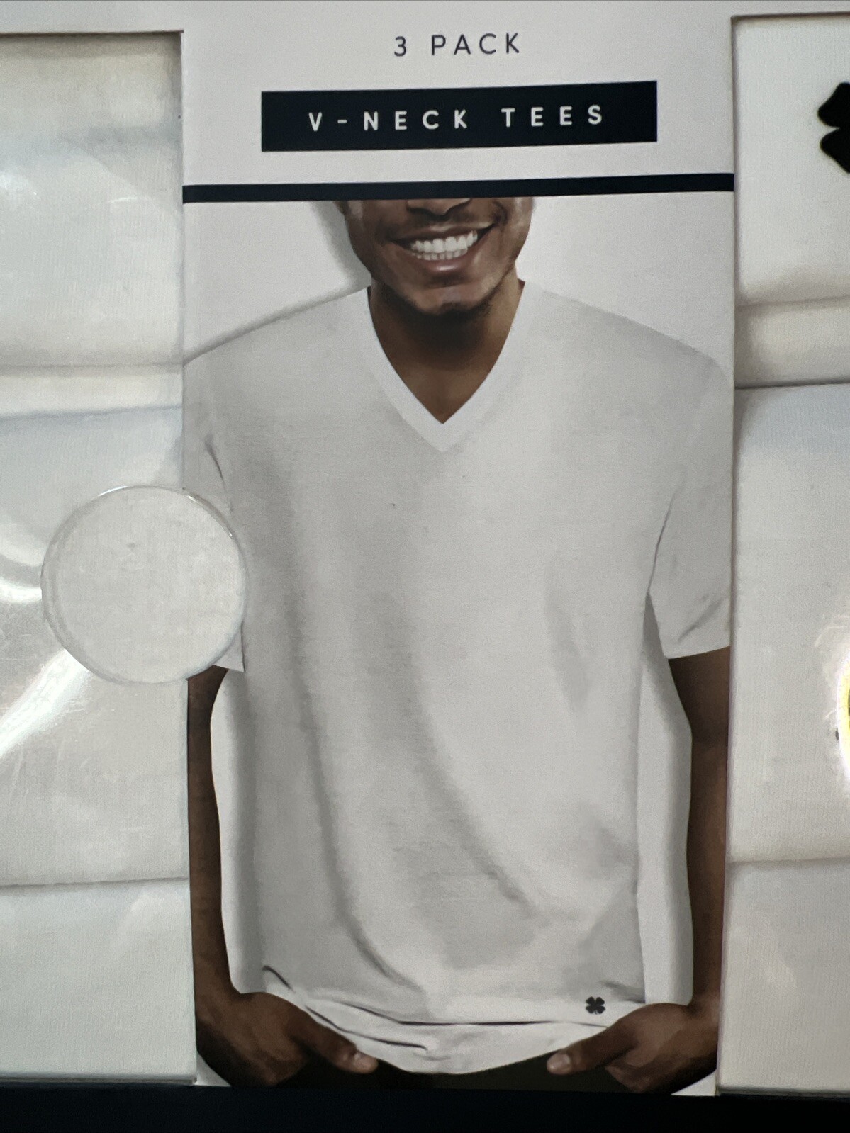 Lucky Brand Men’s 3 Pack V-Neck Logo Tees Super Soft Size Small 34-36 White New