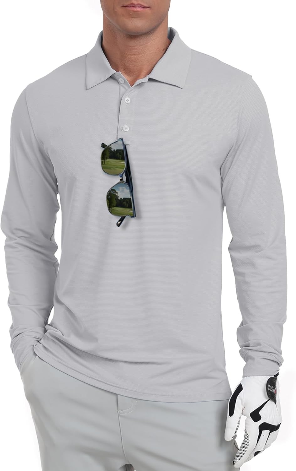 Men’s Long Sleeve Golf Polo Shirt UPF 50+ Quick Dry Lightweight Performance Tee