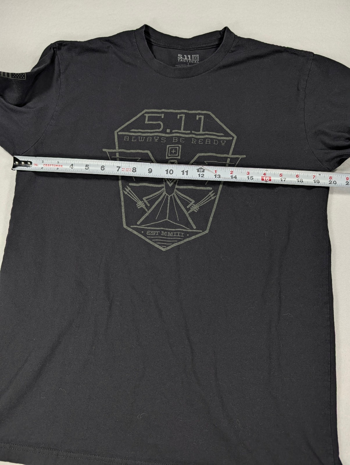 5.11 Tactical T Shirt Mens Large Black Graphic Short Sleeve 100% Cotton