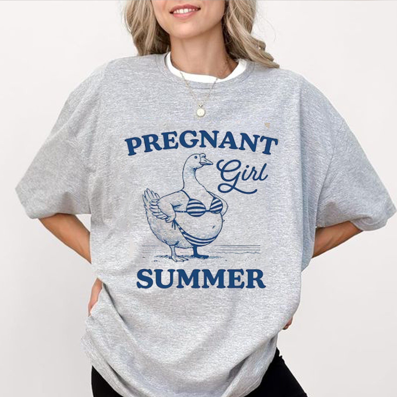 Pregnant Girl Summer Shirt, Silly Goose Mom Tee, Pregnancy Announcement Gift