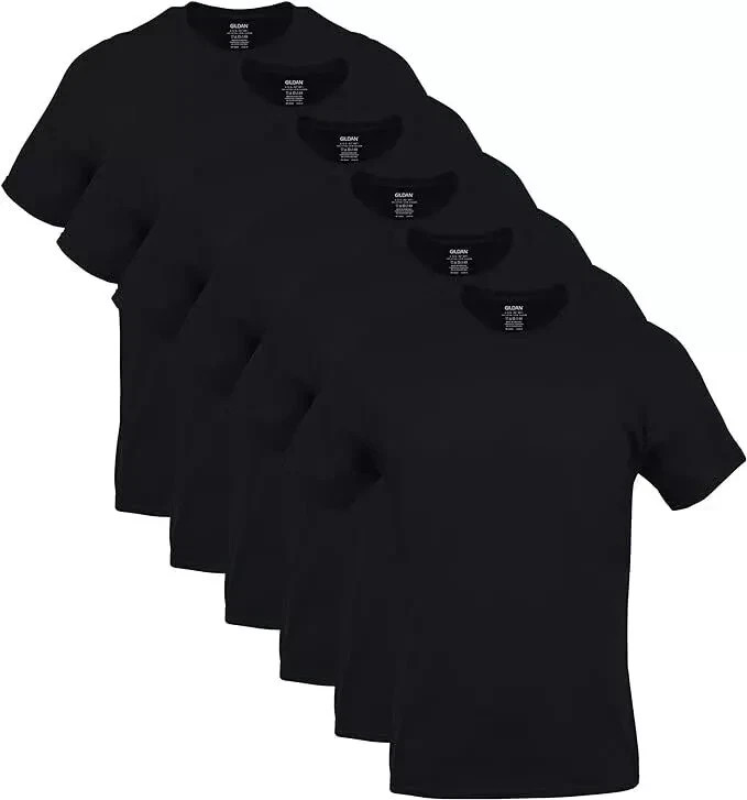 Extra Large Gildan (5-pack) Black Solid Heavy Cotton Short Sleeve Blank T-Shirt