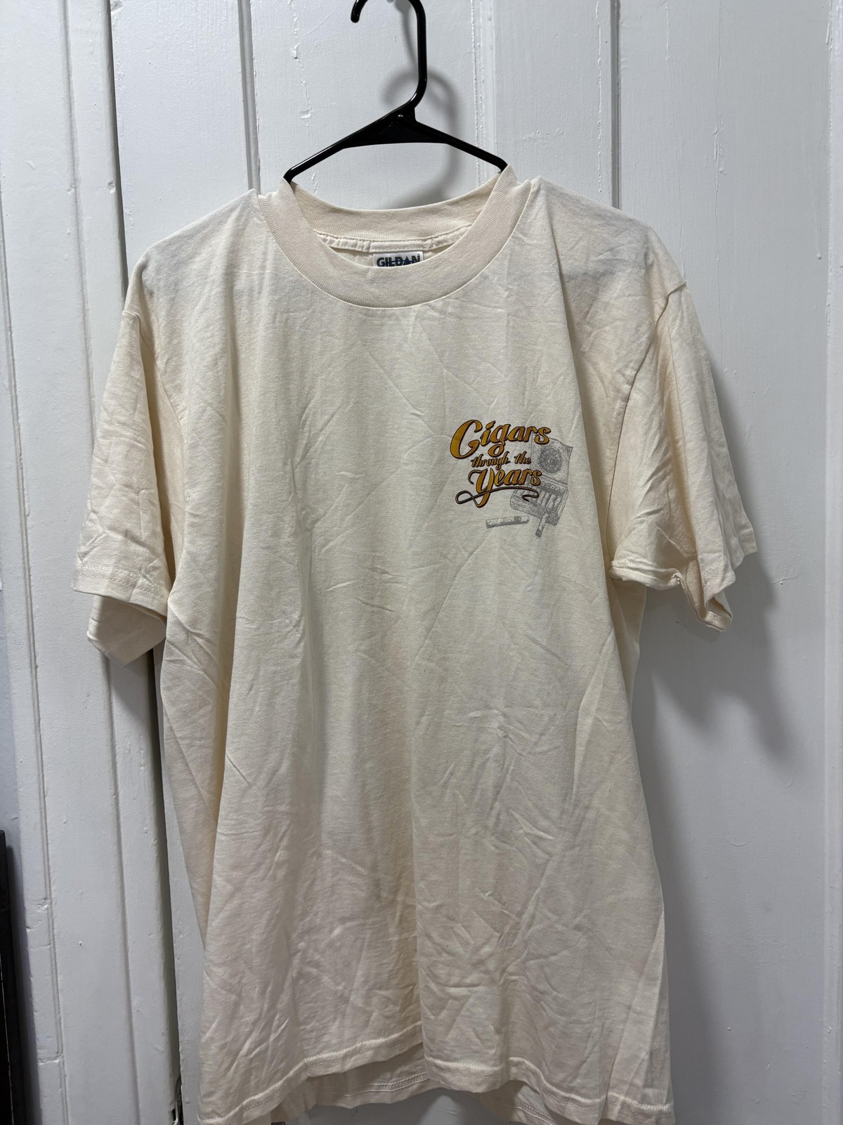 Vintage Cigars Through The Years Shirt Mens Large White Cigar Graphic Tee 90s