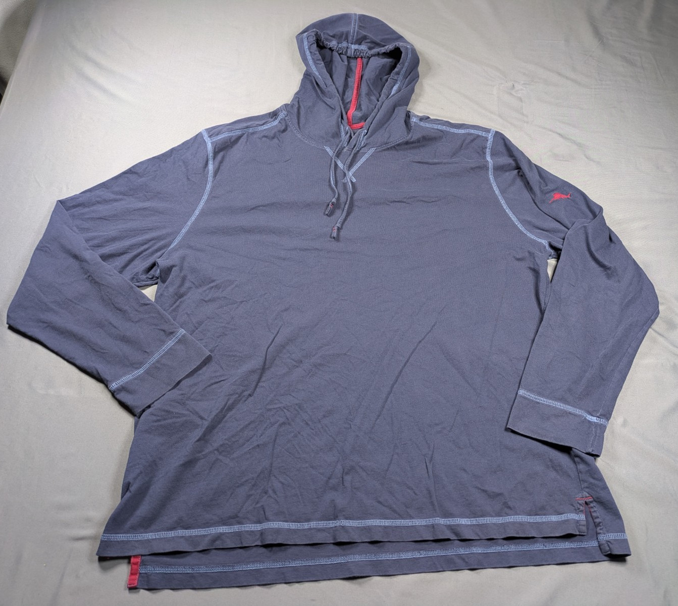 Tommy Bahama Overshirt Men 2XL Blue Hooded Lightweight Pima Cotton Lounge Marlin