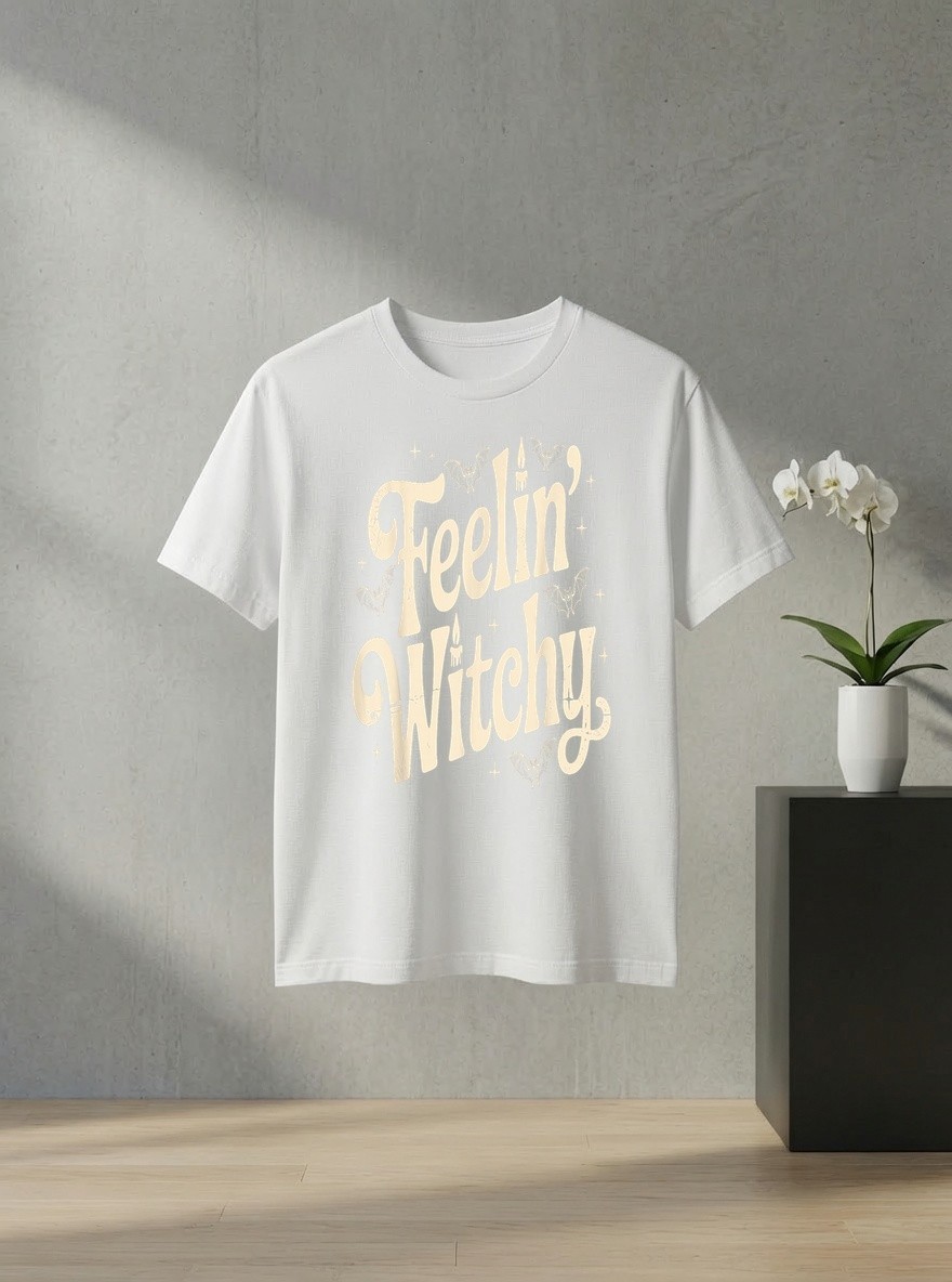 Unisex Feelin Witchy Funny Vintage Halloween Costume Graphic Tee Spooky Party