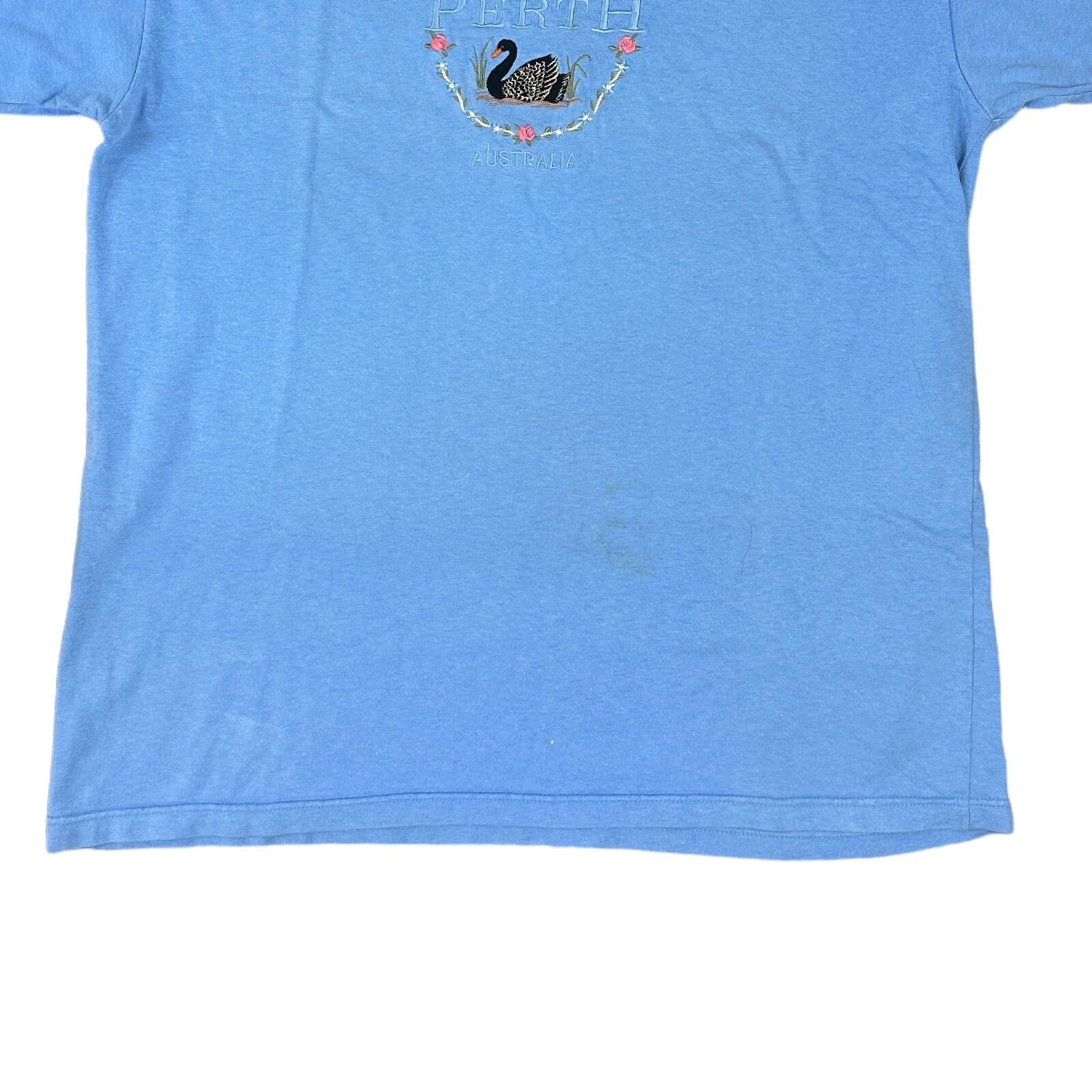 Vintage Perth Australia T-Shirt Big Logo Spell Out Short Sleeve Blue Mens XL