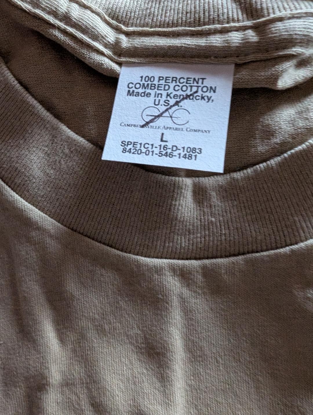 Men’s USGI Army Tan T-Shirt 100% Combed Cotton Unissued (You Will Receive Two(2)