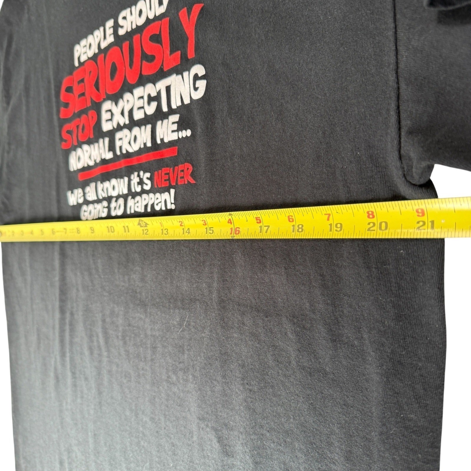 Gildan Mens Black Graphic T-Shirt Large Stop Expecting Normal From Me Sarcastic
