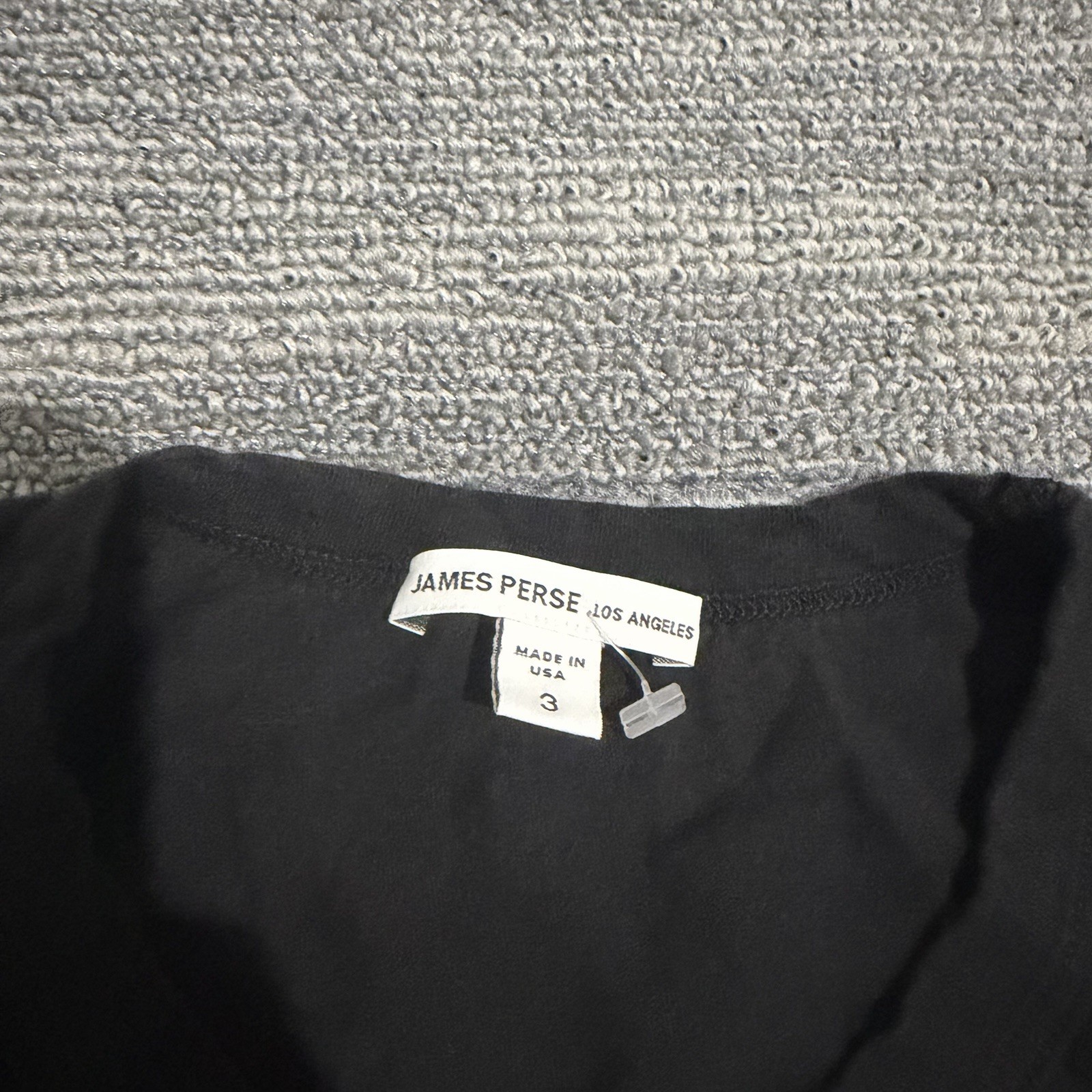 Standard James Perse Shirt Mens 3 Large Black Cotton Long Sleeve Crew USA Made