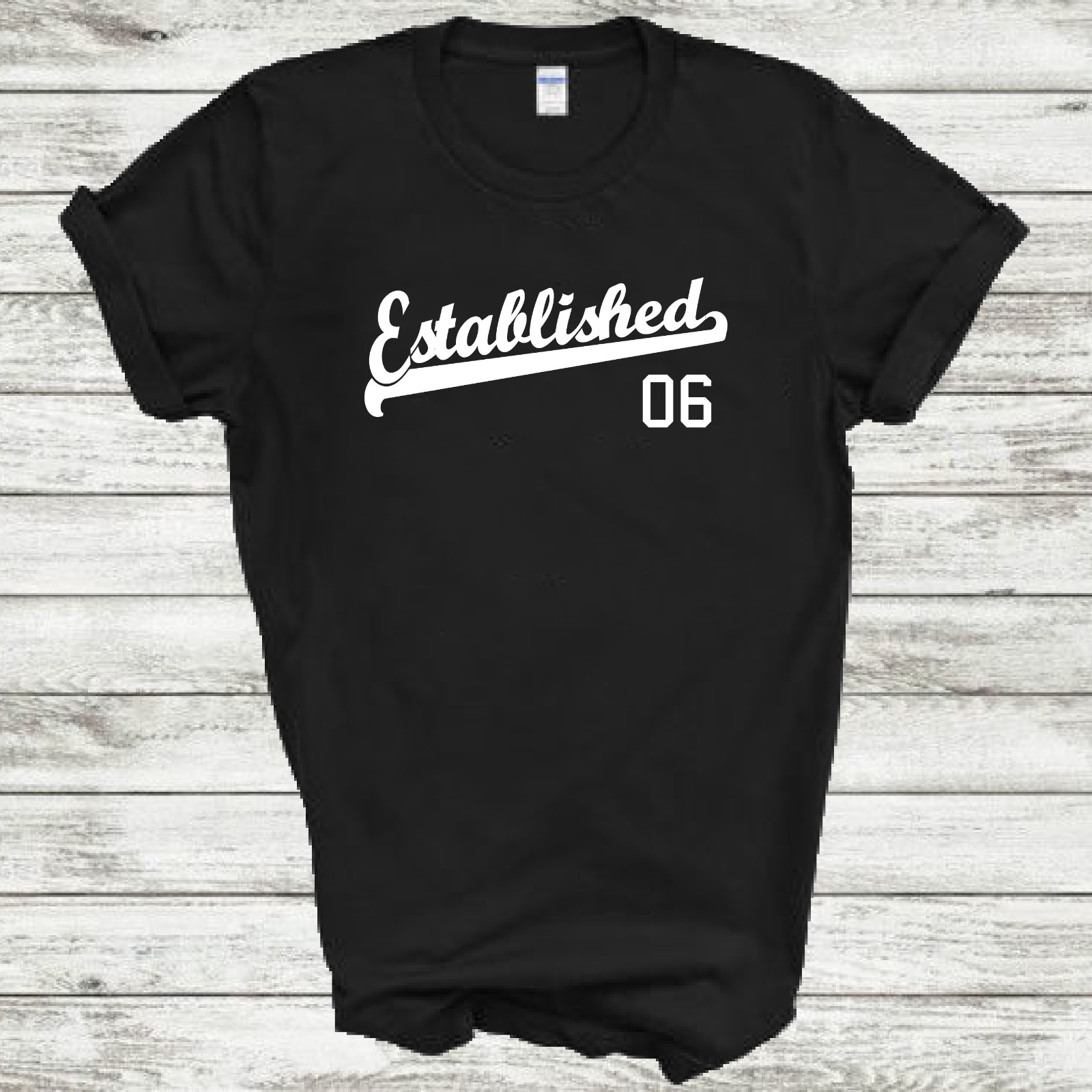 Established 06 Birthday Anniversary Script Tail 2006 Tee Shirt All Size & Color